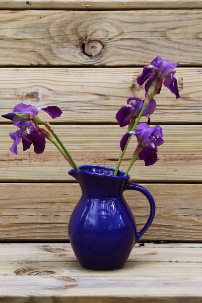 american blue iced tea pitcher with irises 2