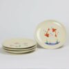 Selection of stoneware pottery Children's Plates in multiple glazes and hand-painted designs.