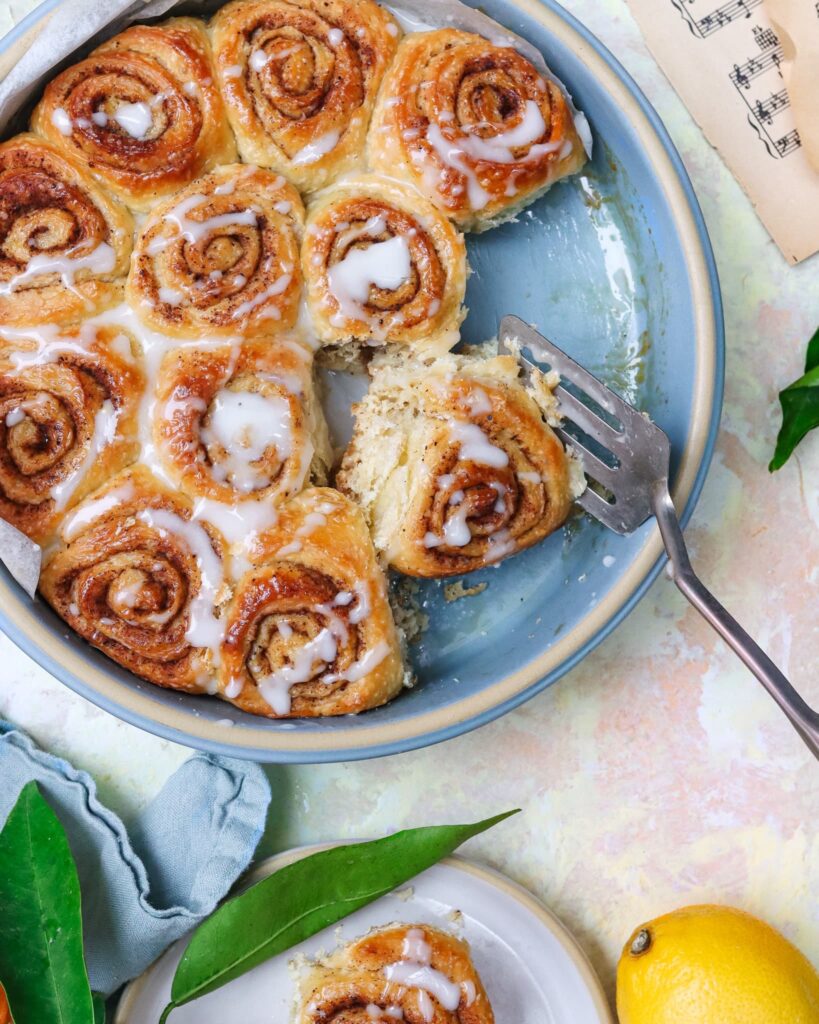 Shortbread and Tea Fall Cinnamon Rolls in Brookline Baker
