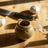 Garlic Keeper, Garlic Cloves and Knife