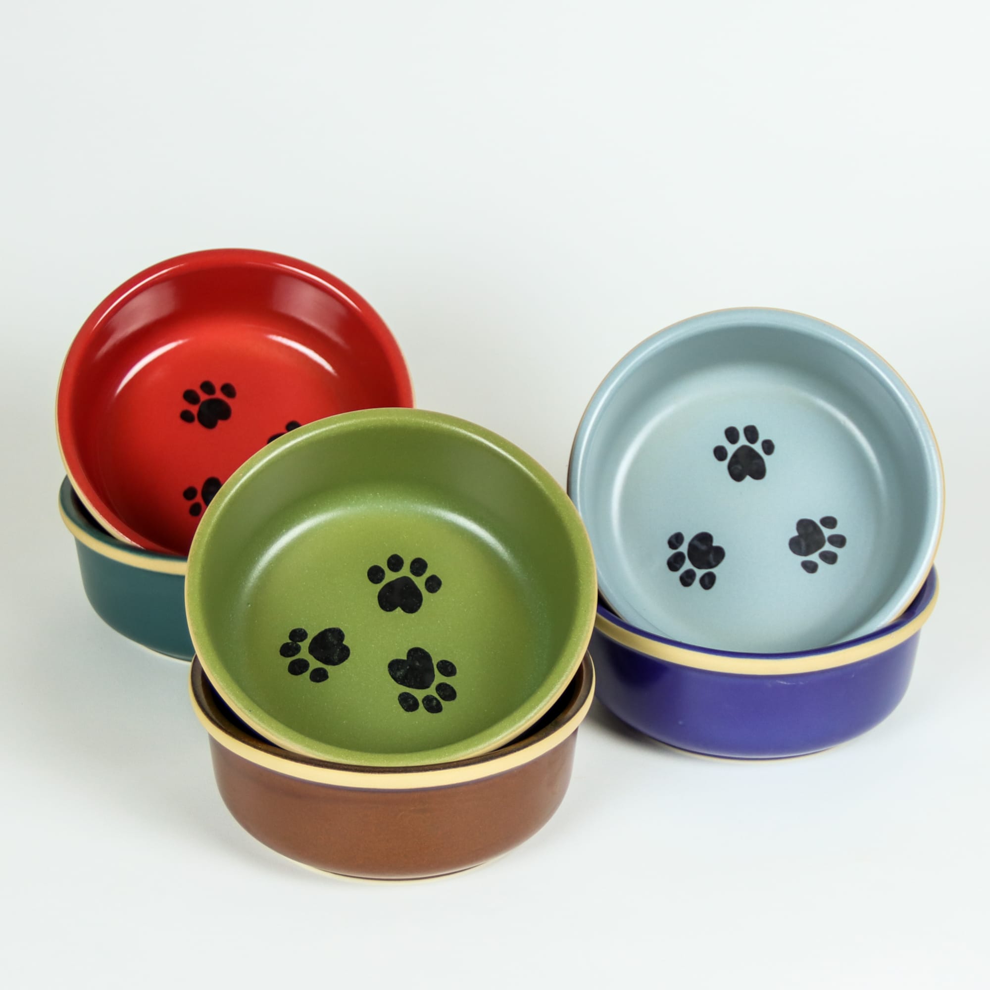 Stoneware Pottery Pet Bowls Large Set Cover