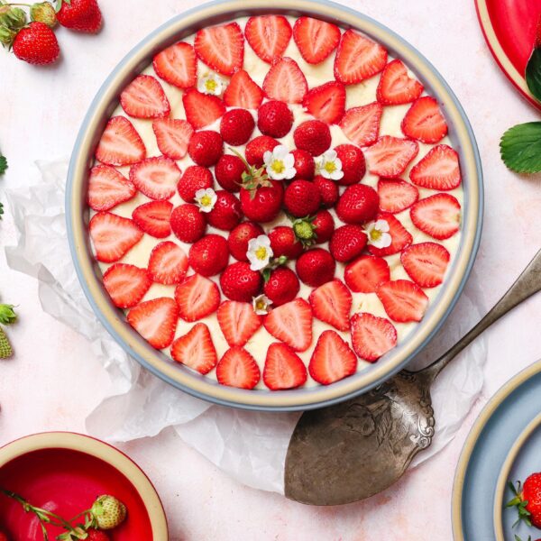 No-Bake Cheesecake With Strawberries in the Brookline Baker Featured Image