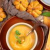 Pumpkin bread and soup in Brookline and Coupe stoneware with squash.