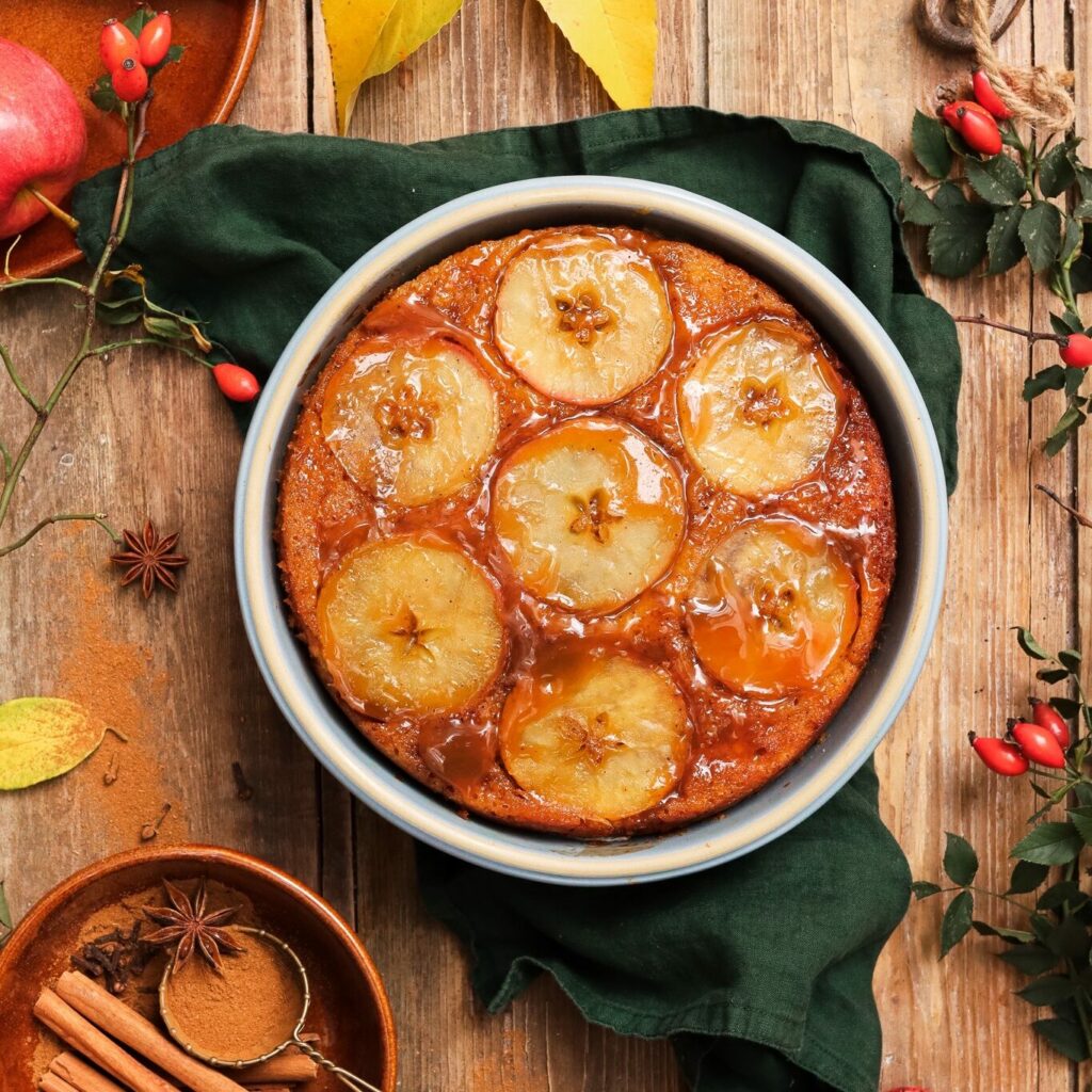Shortbread and Tea Fall Fall Coupe and Brookline Stoneware with apple, upside down cake cinnamon.