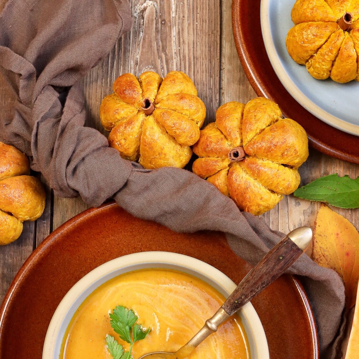 Shortbread and Tea Fall Pumpkin bread and soup in Brookline and Coupe stoneware with squash.