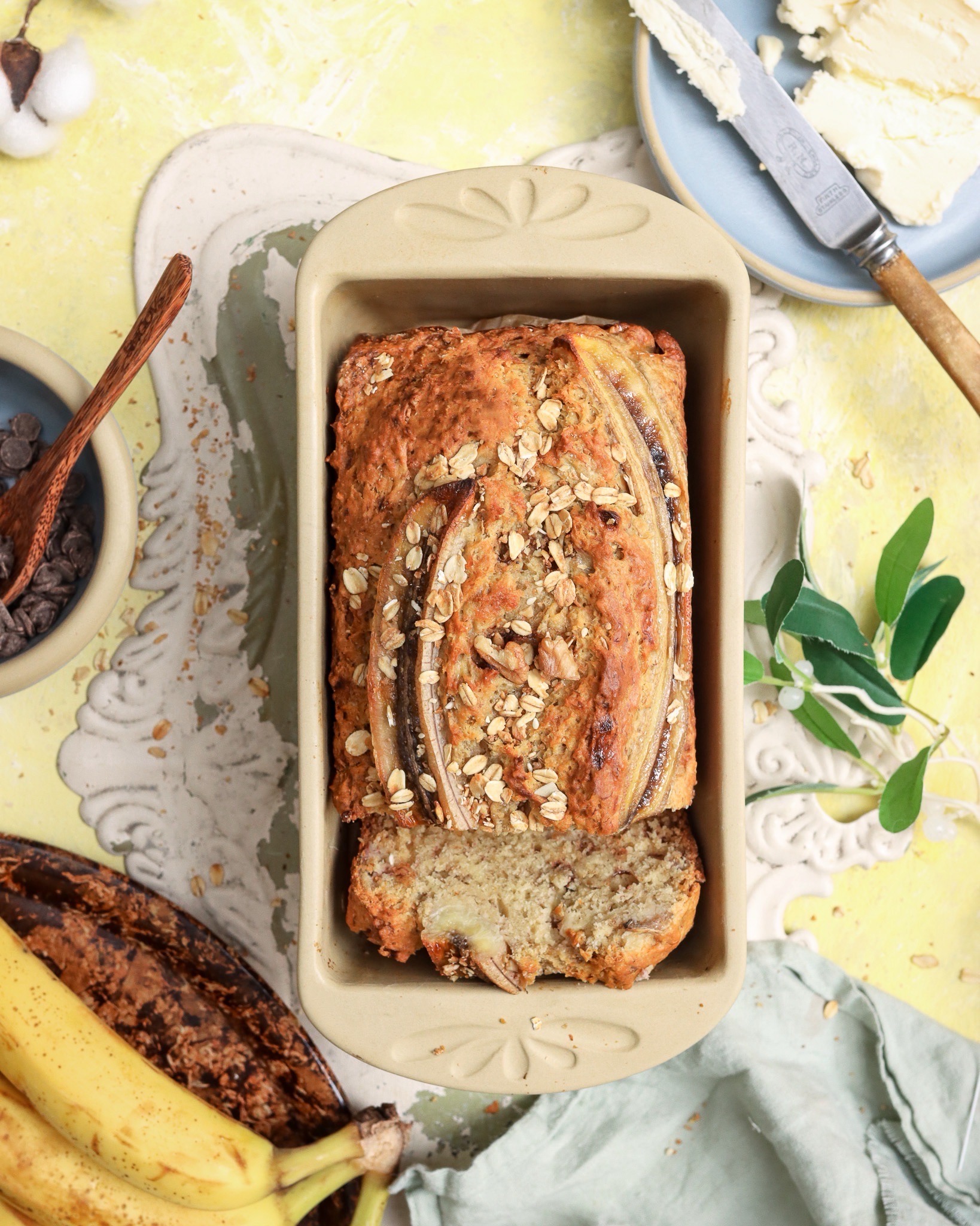 Banana Bread baked in Stoneware Bread Loaf Pan