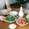 Table setting with Blueberry Classic Dinnerware and coasters. Photo by Lauren Paige Photography.