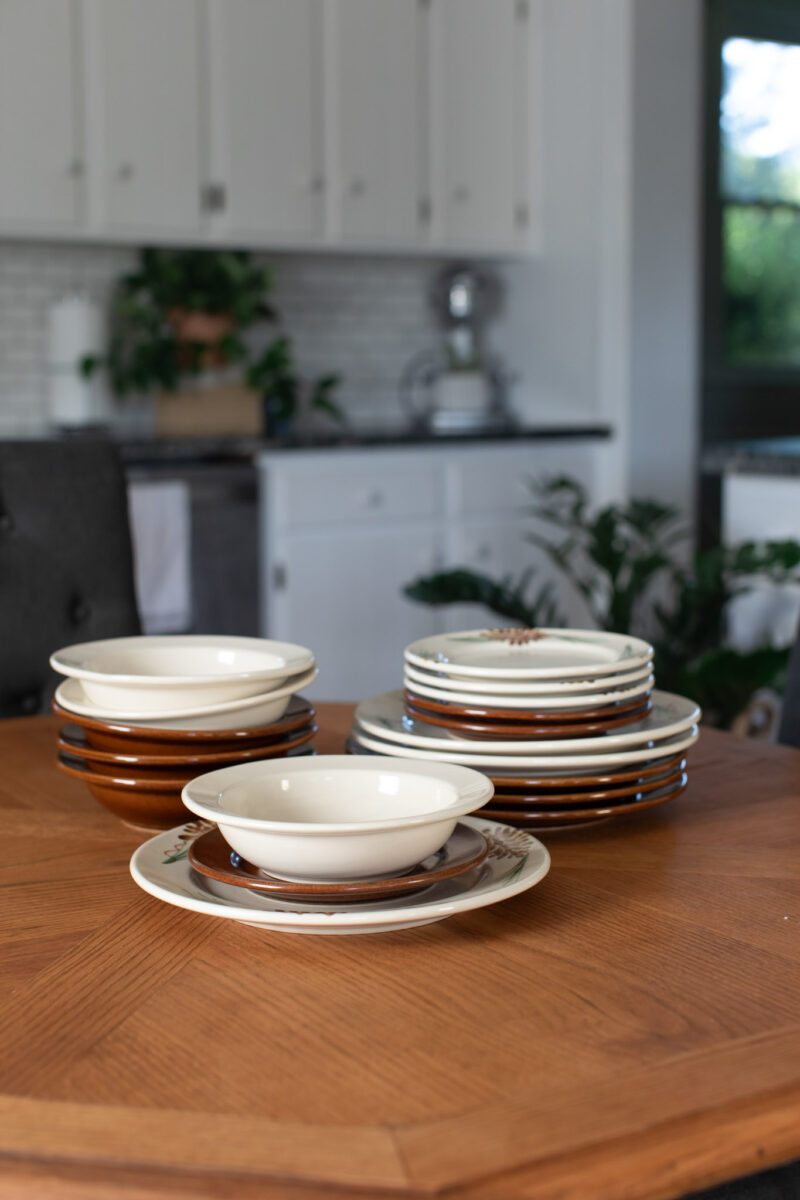 Pinecone and Copper Clay Classic Dinnerware.