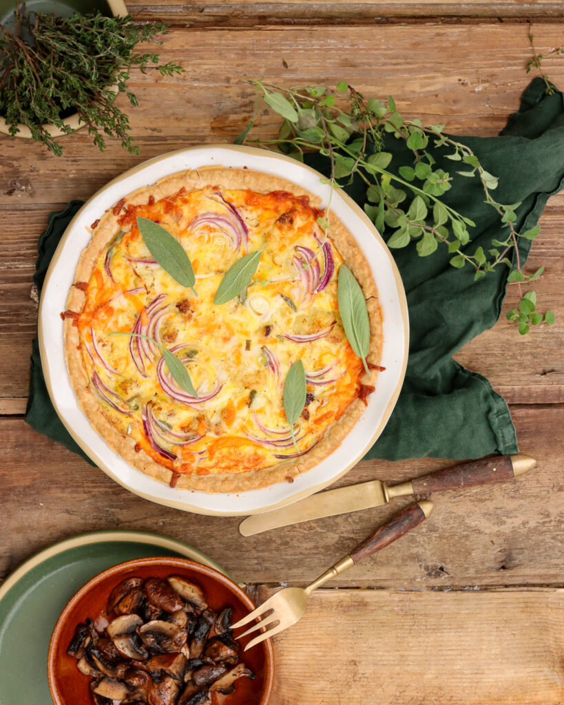 Shortbread and Tea Fall Cauliflower Quiche with Cremini Mushroom 1
